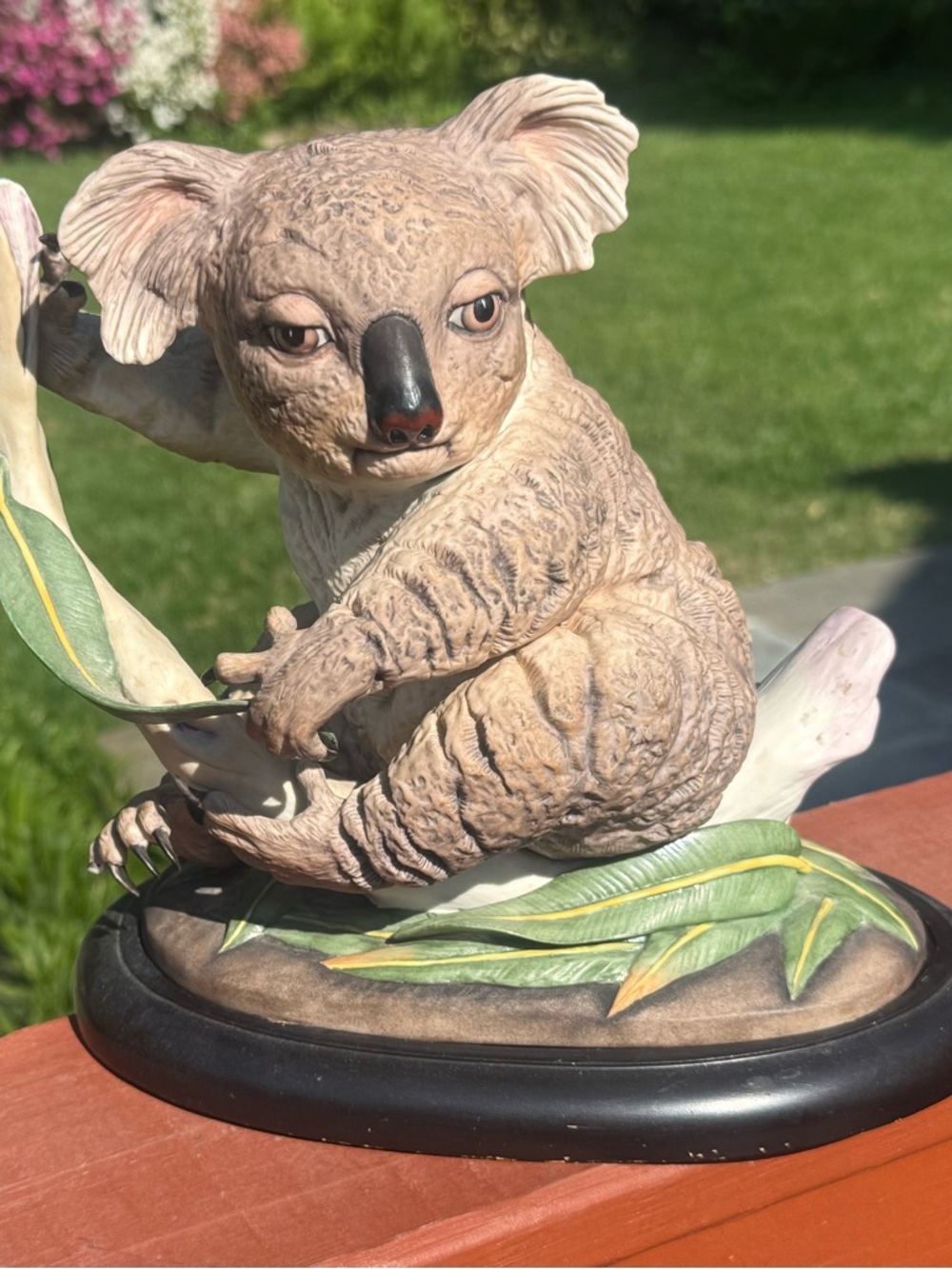 Boehm Porcelain "Baby Koala" Figurine (400-36) with Original Wood Base - 9"